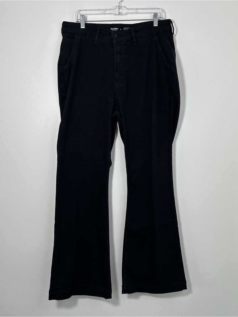 Old Navy Women’s Size 16 Extra High-Rise Flare Trouser Pants Black 360° Stretch